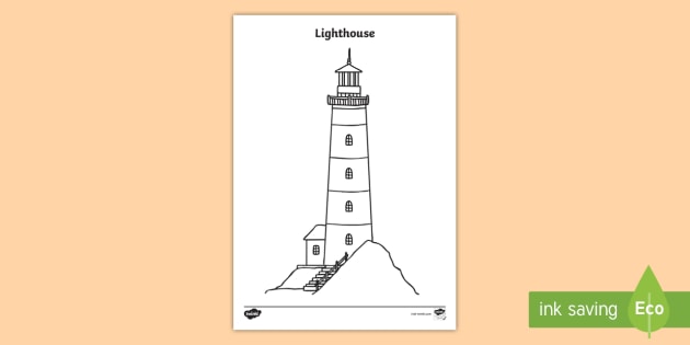 Lighthouse colouring page teacher made