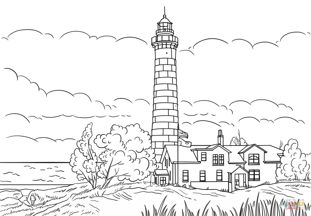 Big sable point lighthouse ludington michigan coloring page free printable coloring pages