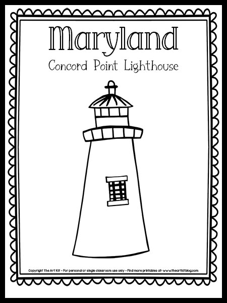 Maryland concord point lighthouse coloring page free printable â the art kit