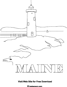 Maine coastal lighthouse coloring page