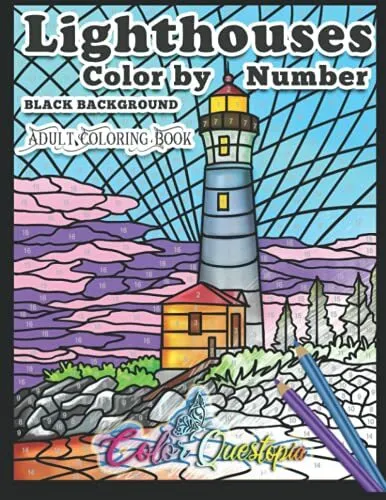 Lighthouses color by number adult coloring book