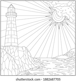 Lighthouse coloring page vector art icons and graphics for free download