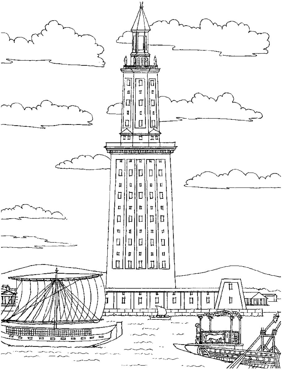 Lighthouse of alexandria coloring page