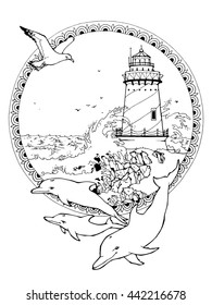 Lighthouse coloring page images stock photos d objects vectors