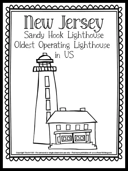 Free printable new jersey coloring page sandy hook lighthouse â the art kit