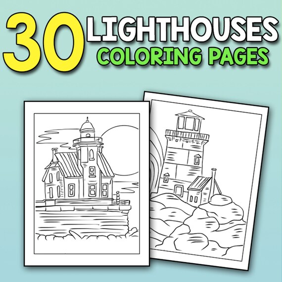 Best value lighthouses coloring book printable lighthouses coloring page for adults instant download