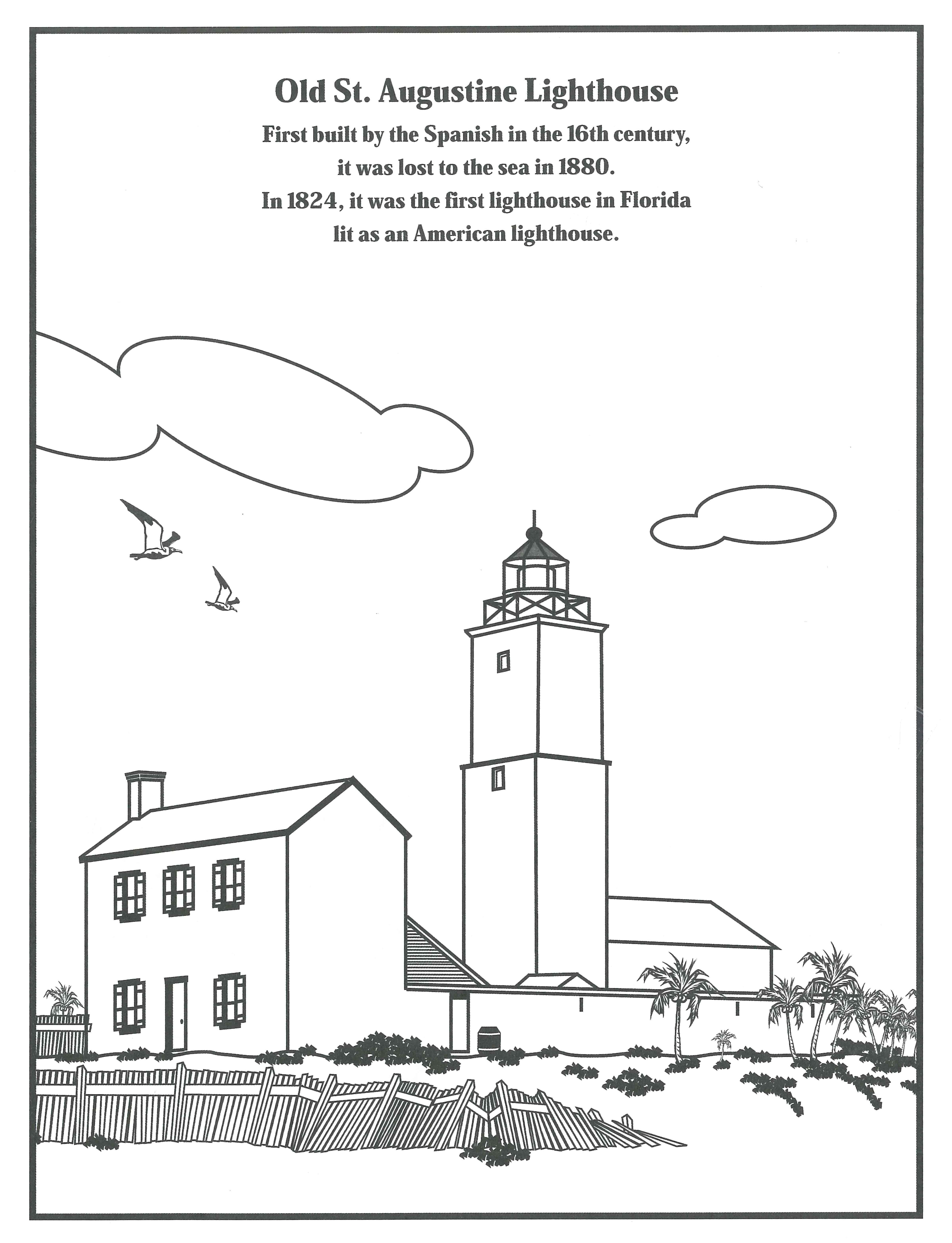 St augustine lighthouse coloring sheets