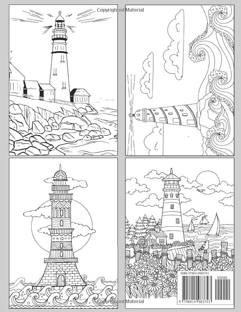 Lighthouse coloring book a unique collection of coloring pages lighthouse coloring sheet publisher battler books