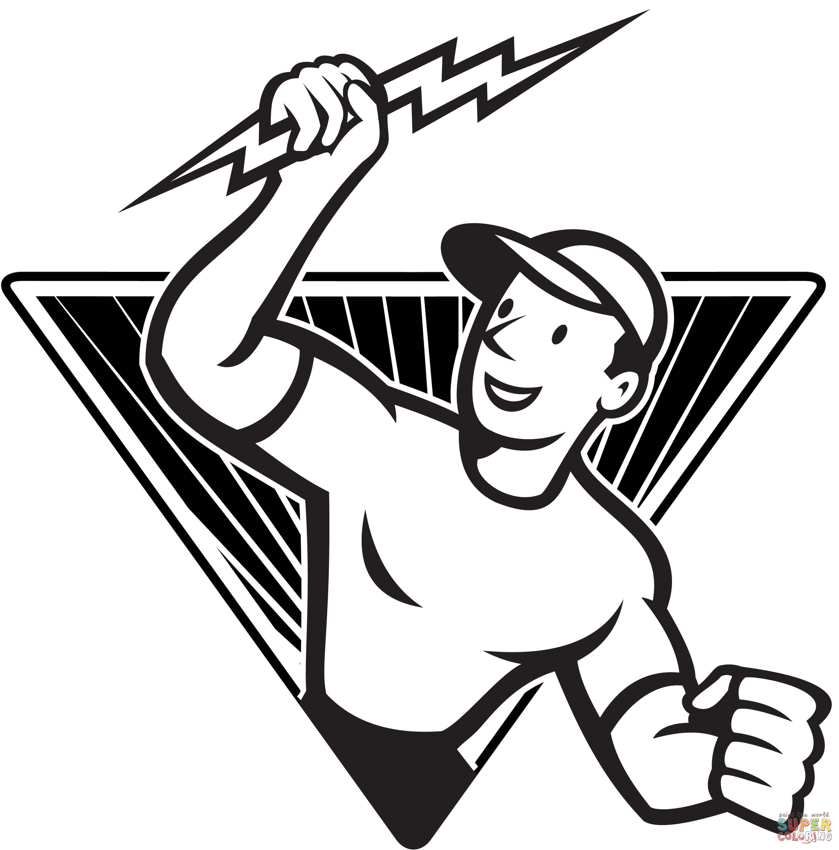 Electrician holding a lightning bolt coloring page free printable coloring pages