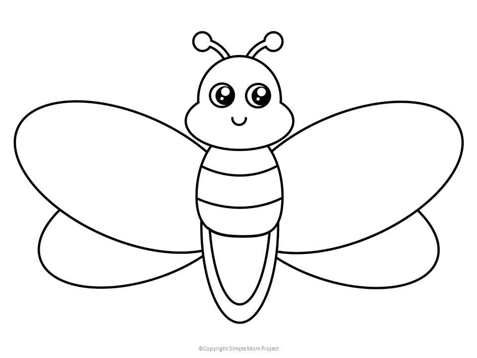 Free printable firefly template bugs drawing bug coloring pages lightning bug crafts