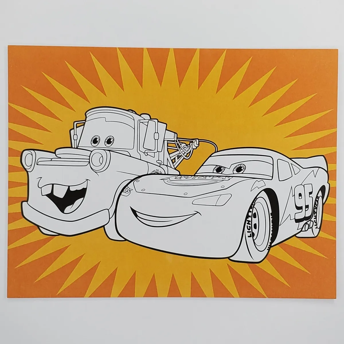 Cars coloring book postcard lightning mcqueen mater disney pixar x