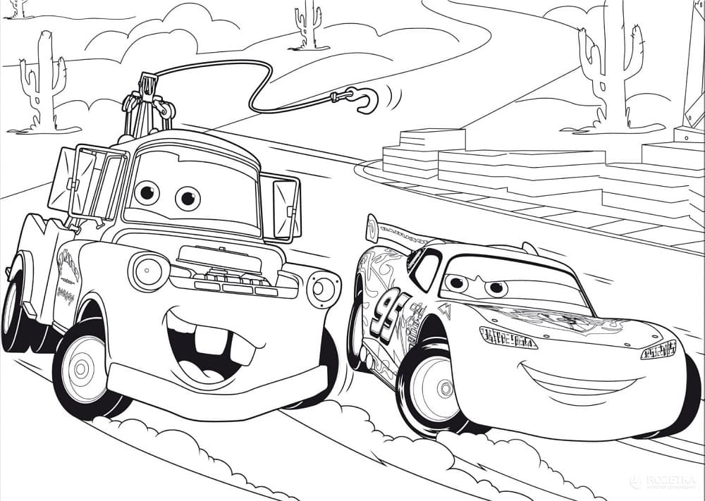 Mater with lightning mcqueen coloring page