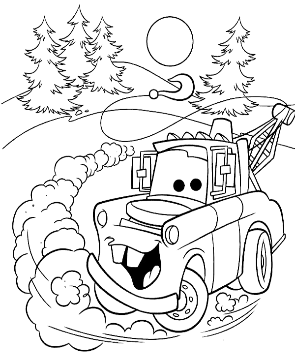 Cars tow mater coloring page to print