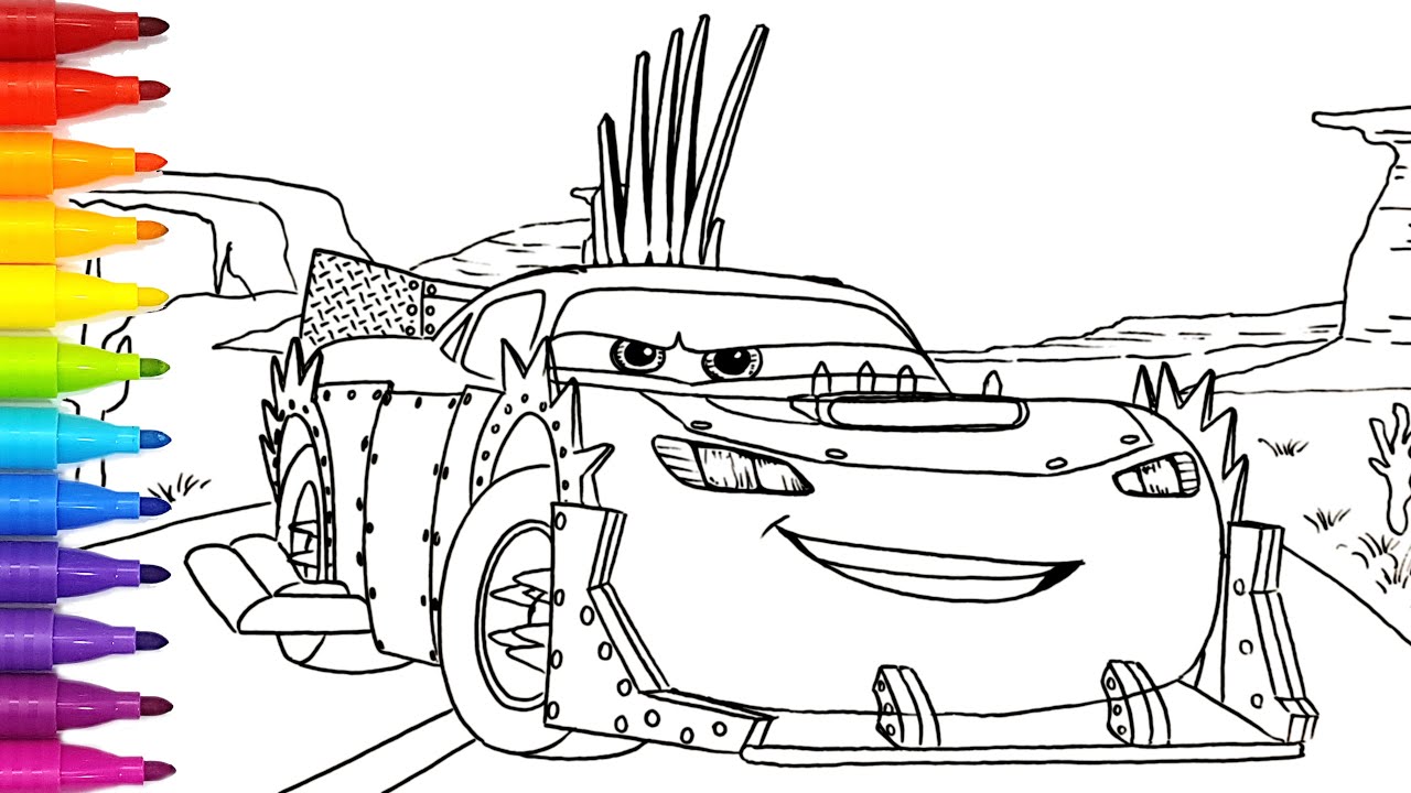 Road rumbler lightning mcqueen in cars on the road drawing and coloring pages tim tim tv