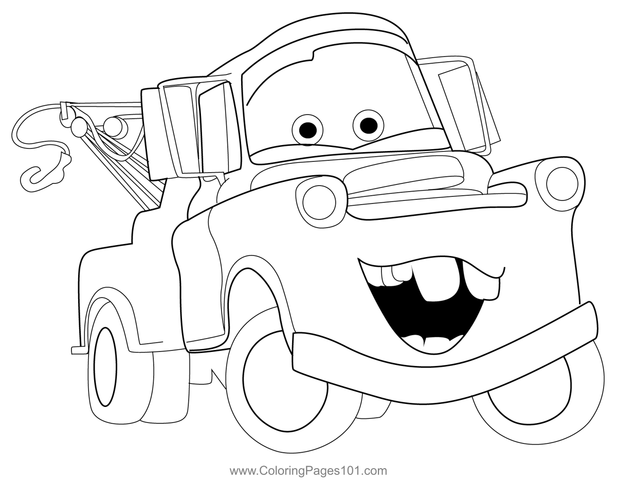 Tow mater cars coloring page for kids