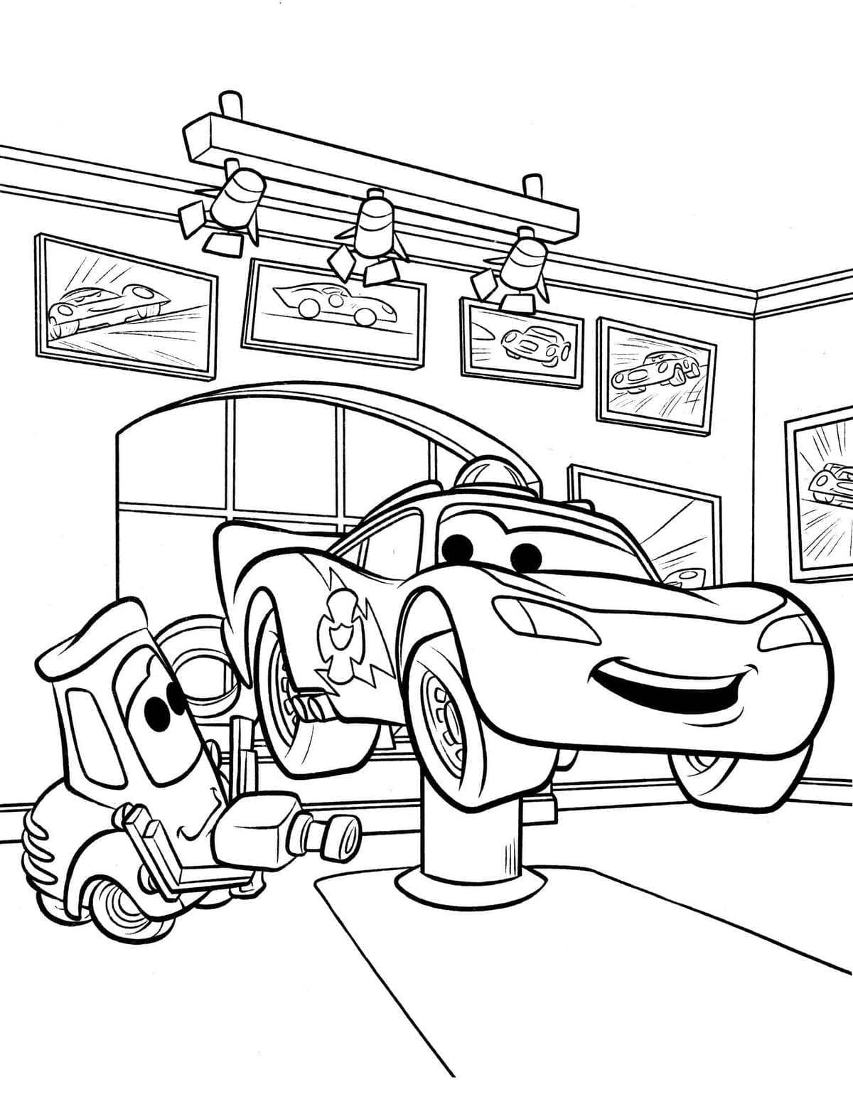 Lightning mcqueen repair coloring page
