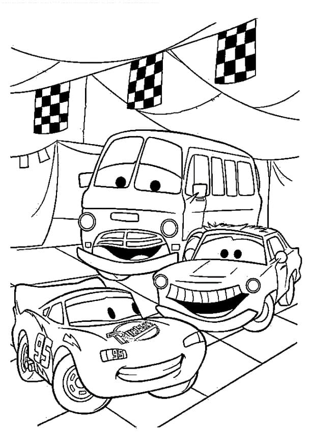 Lightning mcqueen and friends coloring page