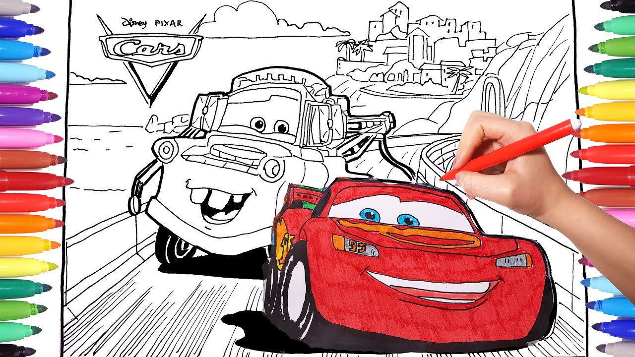 Disney pixar cars drawing and coloring page cars lightning cqueen disney colorpage