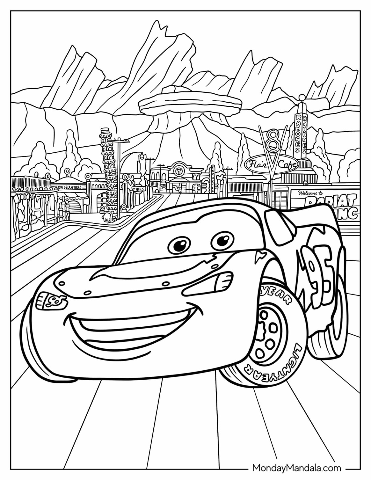 Disney cars coloring pages free pdf printables