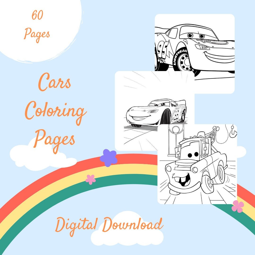 Cars coloring pages pack of digital download coloring for car lovers l activity sheets l printable pages l birthday party