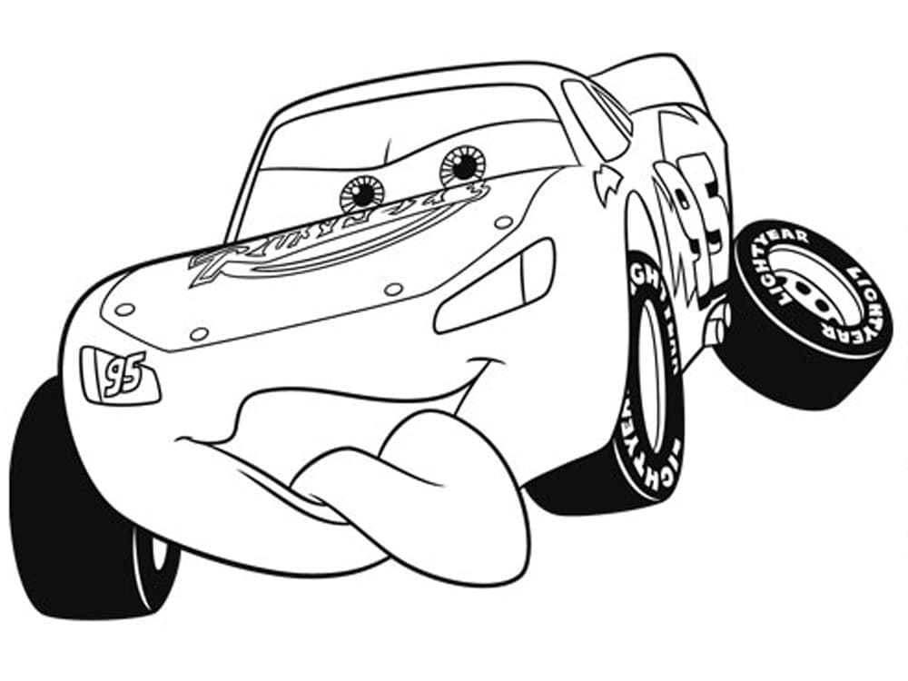 Funny lightning mcqueen coloring page