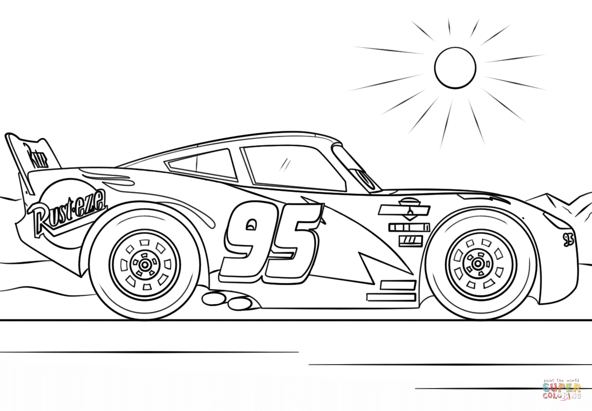 Lightning mcqueen from cars coloring page free printable coloring pages