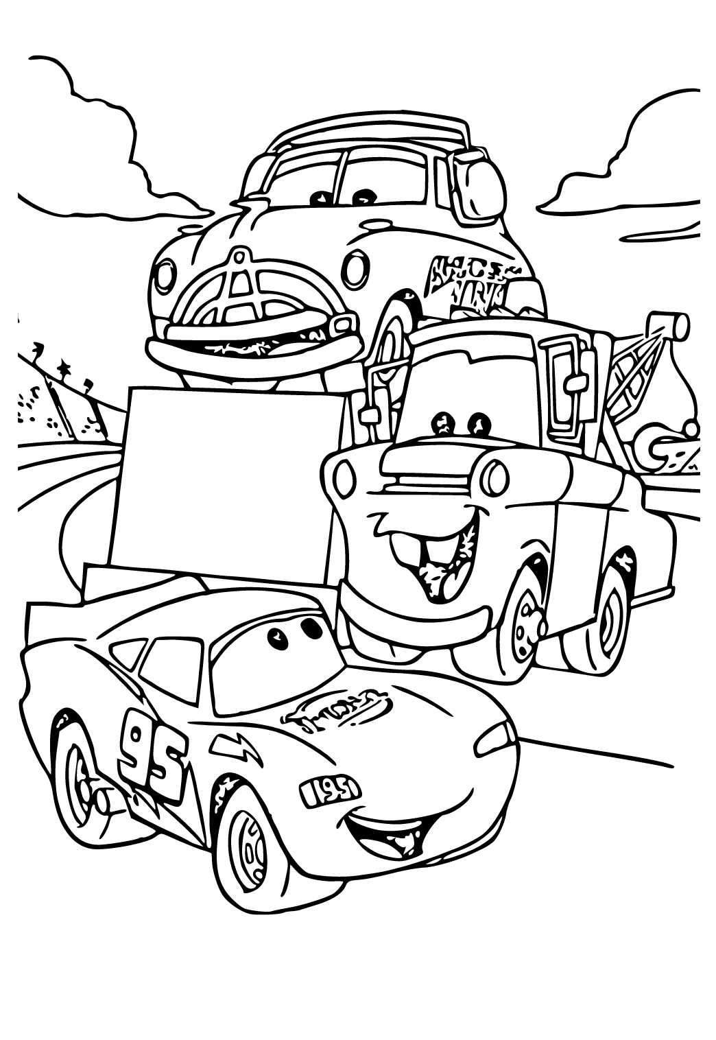 Free printable lightning mcqueen characters coloring page for adults and kids