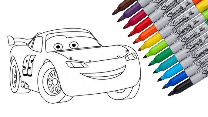 How to draw easy lightning mcqueen from cars cartoon step by step kids drawing book