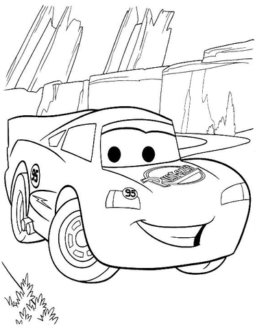 Smiley lightning mcqueen coloring page free printable coloring pages