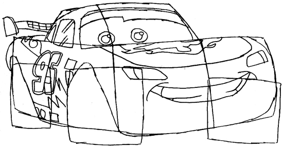 How to draw lightning mcqueen from disney cars movie lesson
