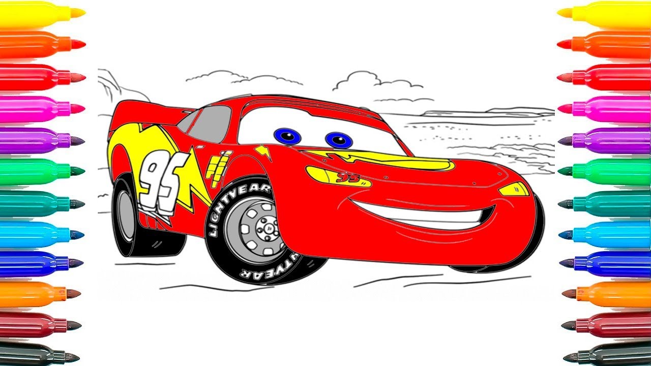 How to coloring cars lightning mcqueen learning coloring pages for kids funny coloring book