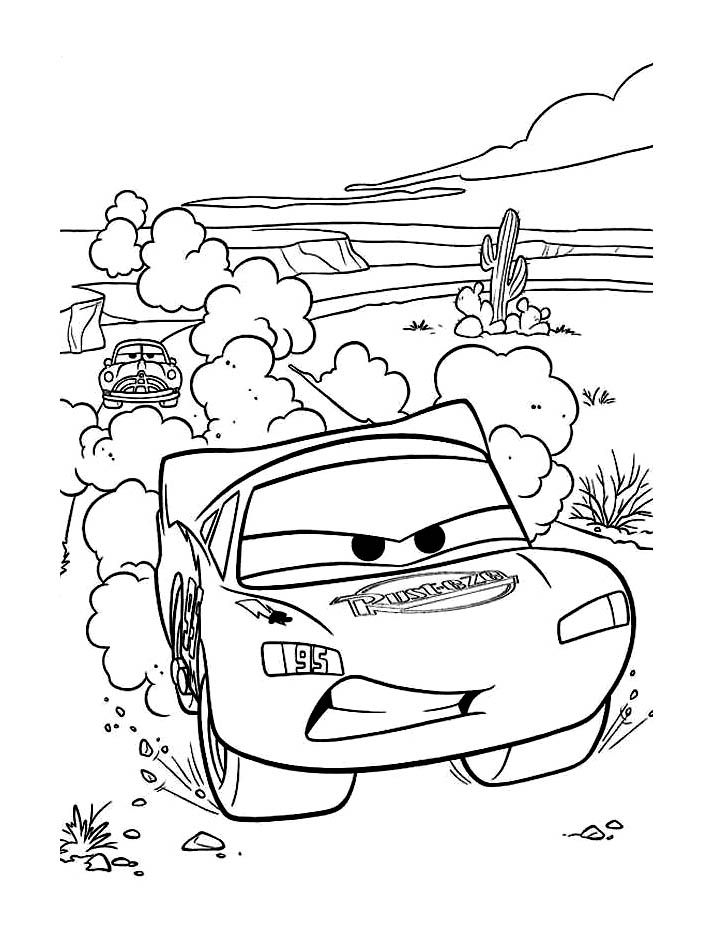 Free cars coloring page to print and color flash mcqueen on the road from the gallery cars cars coloring pages coloring pages coloring pages for kids