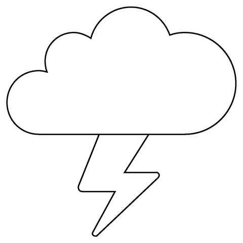 Cloud with lightning emoji coloring page free printable coloring pages