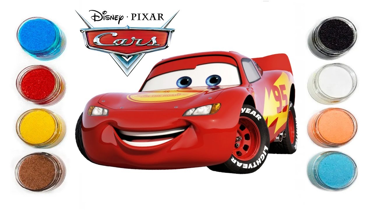 Ðð how to draw and color lightning mcqueen with color sand kids art tutorial