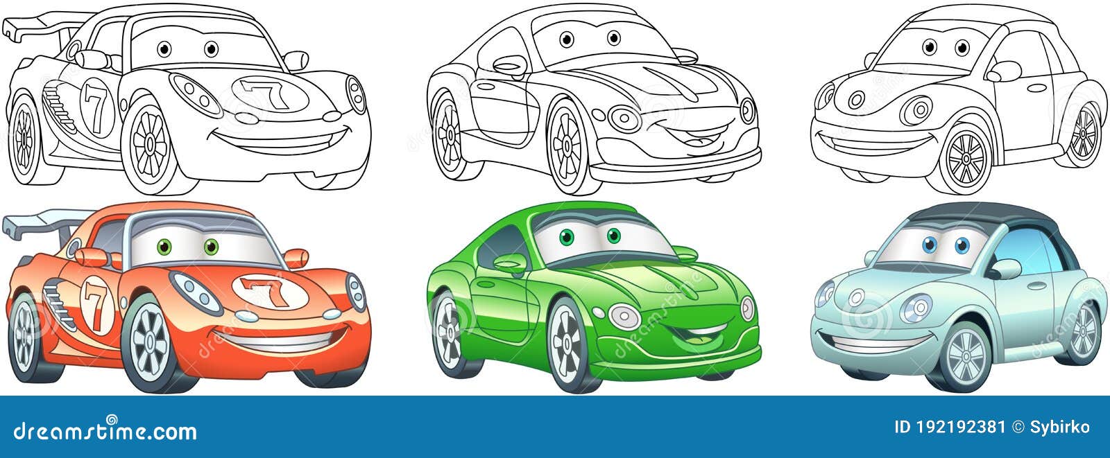 Coloring pages for kids cars stock vector