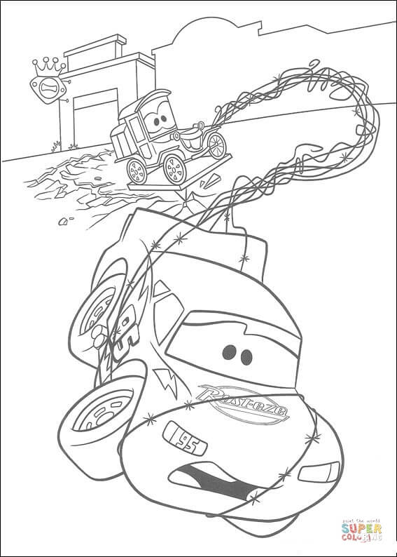 Lightning mcqueen and lizzie coloring page free printable coloring pages