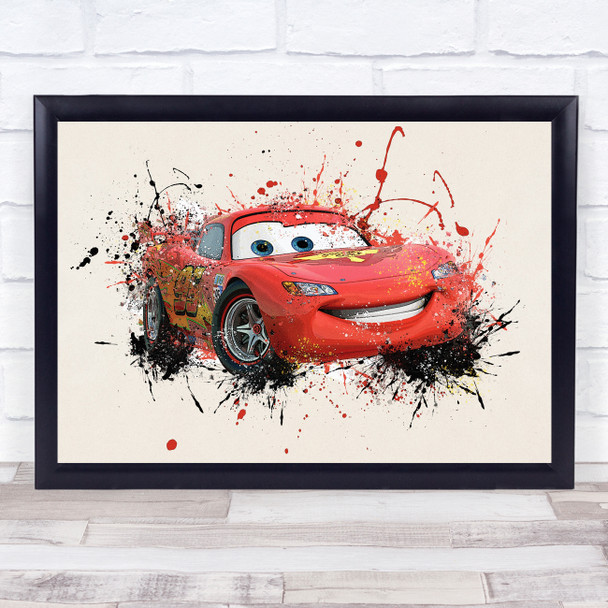 Lightning mcqueen cars splatter childrens kids wall art print