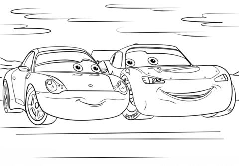 Lightning mcqueen and sally from cars coloring page free printable coloring pages