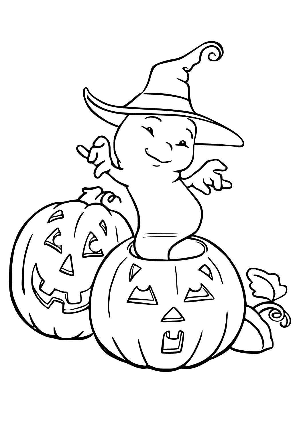 Free printable ghost pumpkins coloring page for adults and kids