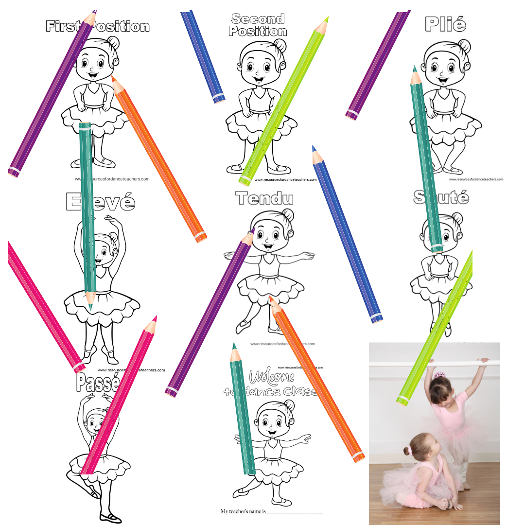 Preschool dance colouring pages value pack