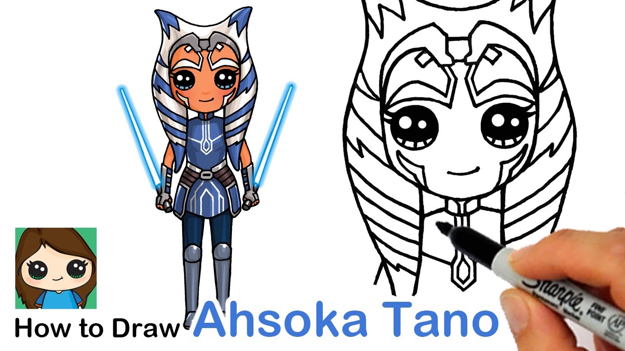 How to draw ahsoka tano jedi padawan clone wars