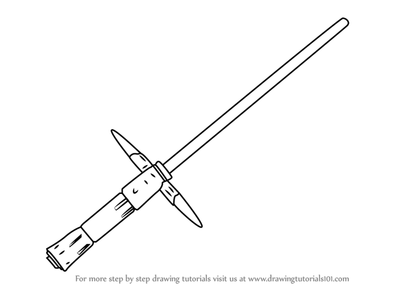 How to draw kylo rens lightsaber from star wars star wars step by step