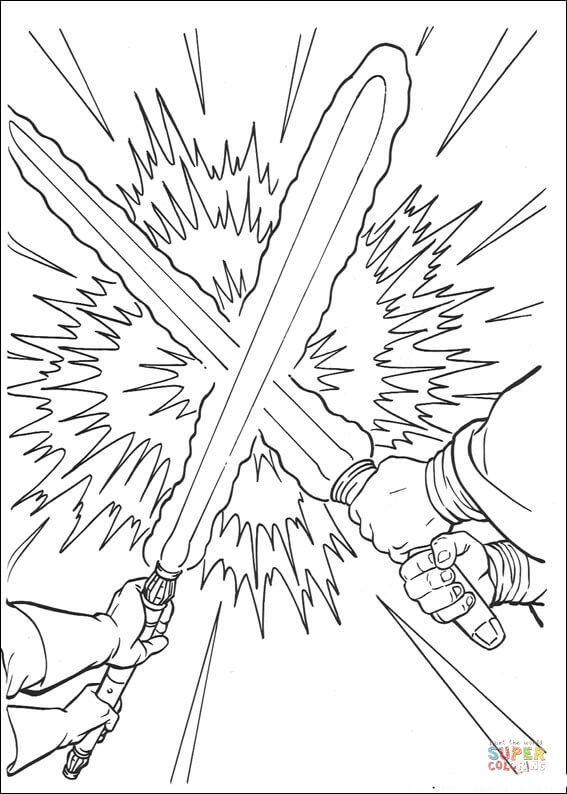 Lightsaber duel coloring page free printable coloring pages