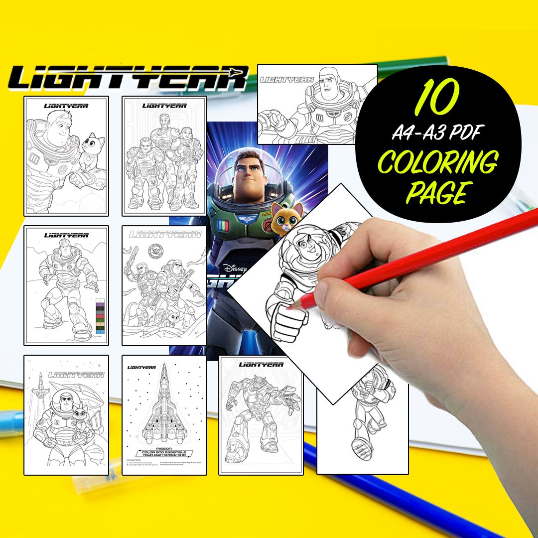 Lightyear coloring pages a a pdf instant digital download buzz lightyear printables buzz lightyear coloring book clipart print toy story