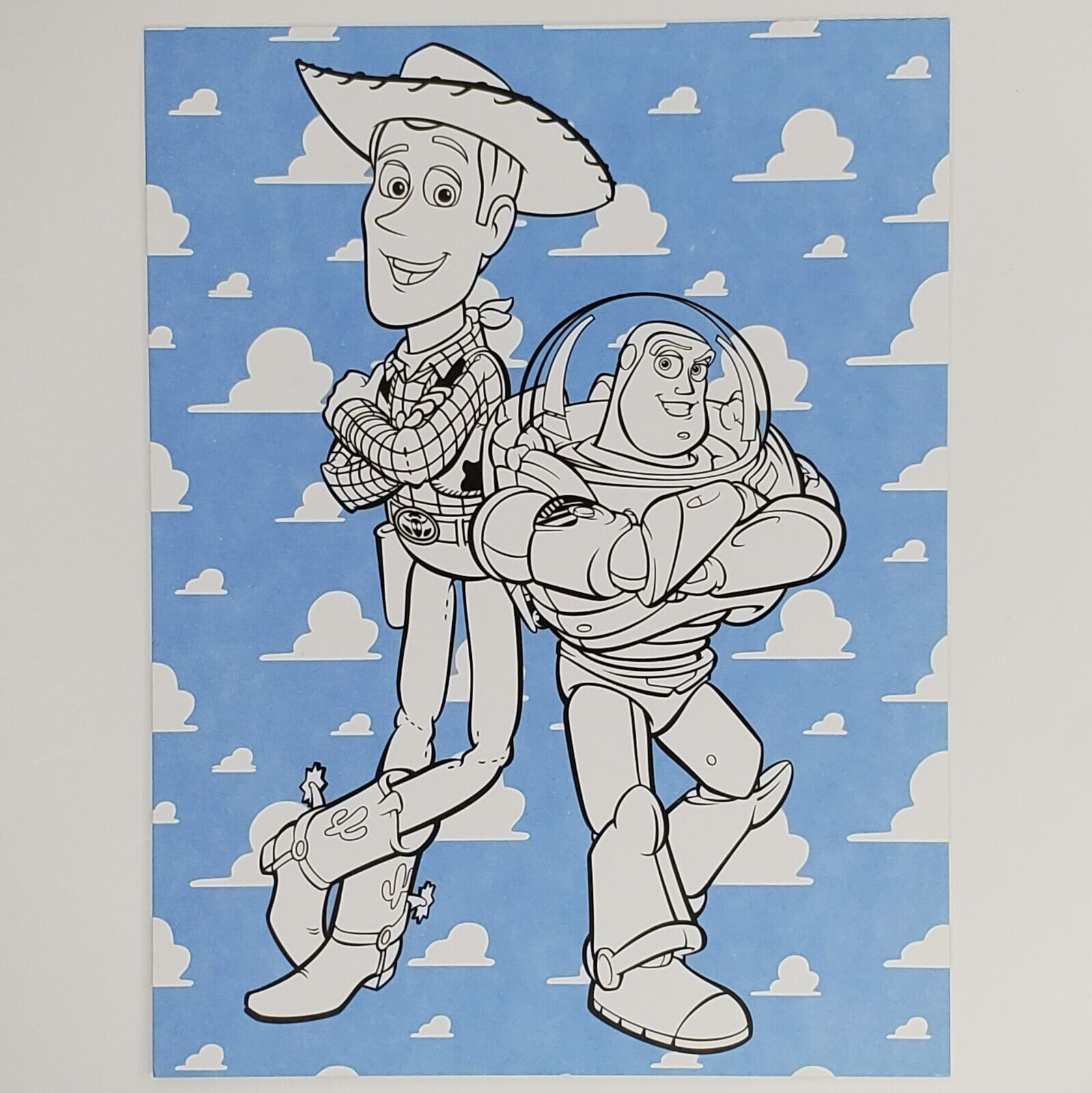 Toy story coloring book postcard buzz lightyear woody disney pixar x