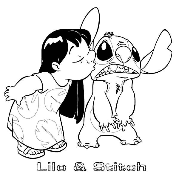 Lilo kiss stitch in lilo stitch coloring page