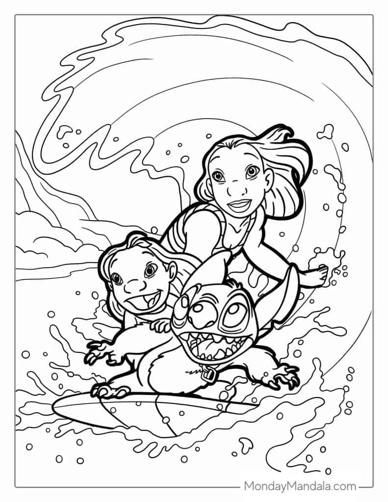 Lilo stitch coloring pages free pdf printables