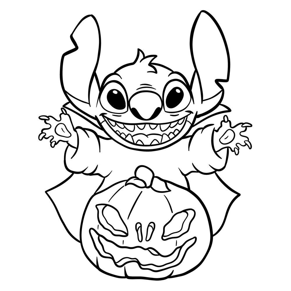 How to draw halloween stitch with a jack