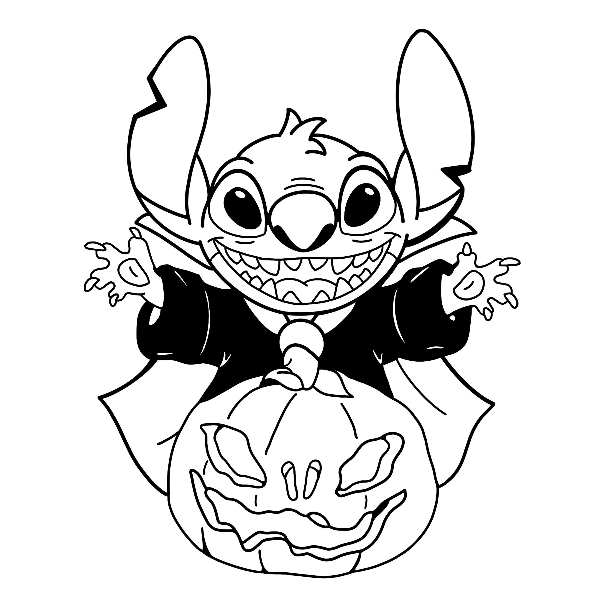 Vampire stitch digital files lilo and stitch svgpdfpngjpeg halloween coloring pages kids coloring pages