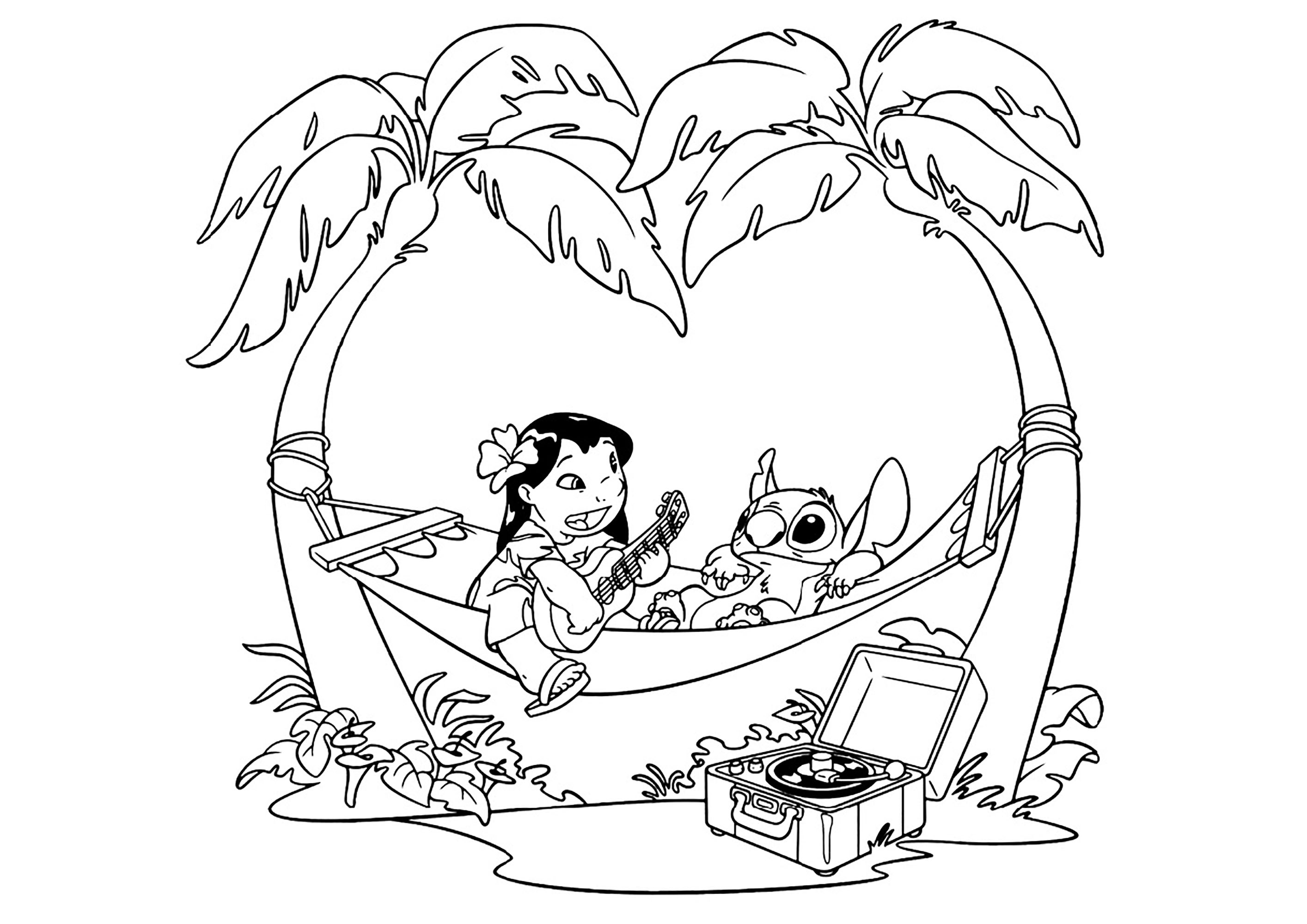 Lilo and stitch coloring for children